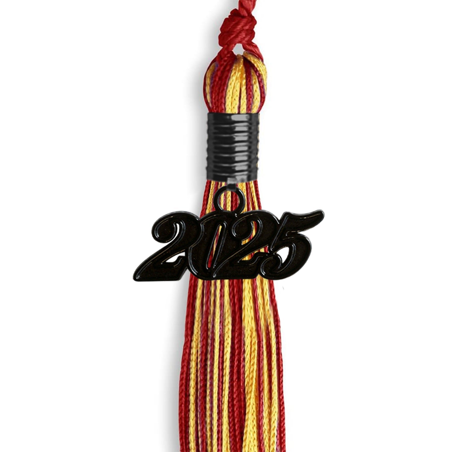 Red/Gold Mixed Color Graduation Tassel with Black Date Drop - Endea Graduation