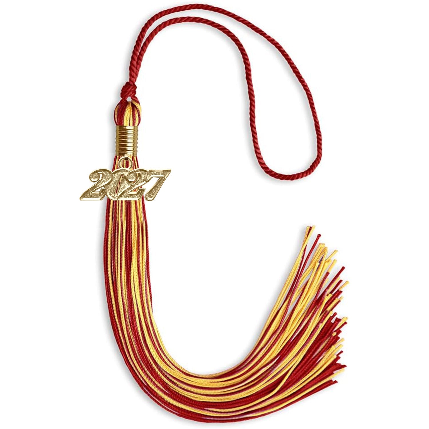 Red/Gold Mixed Color Graduation Tassel with Gold Date Drop - Endea Graduation