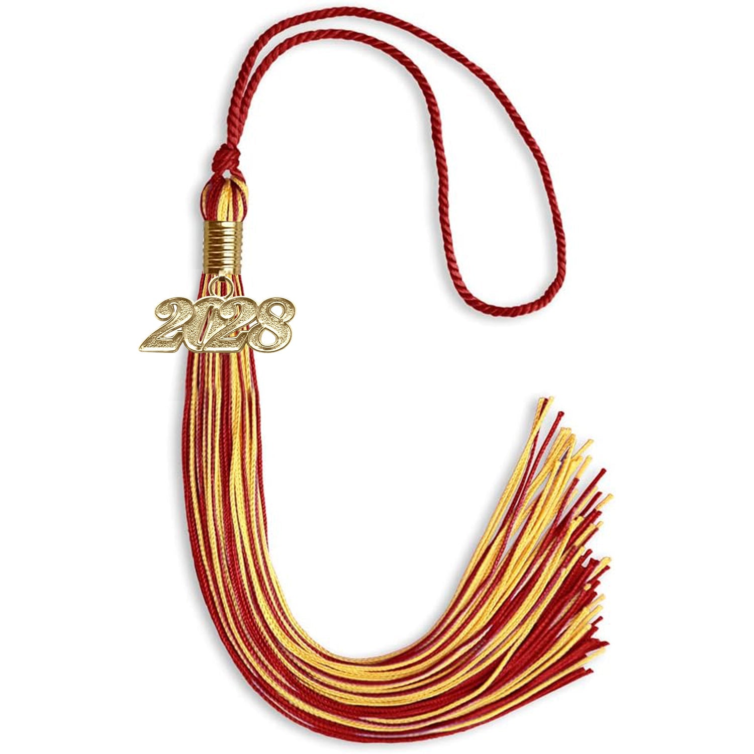 Red/Gold Mixed Color Graduation Tassel with Gold Date Drop - Endea Graduation