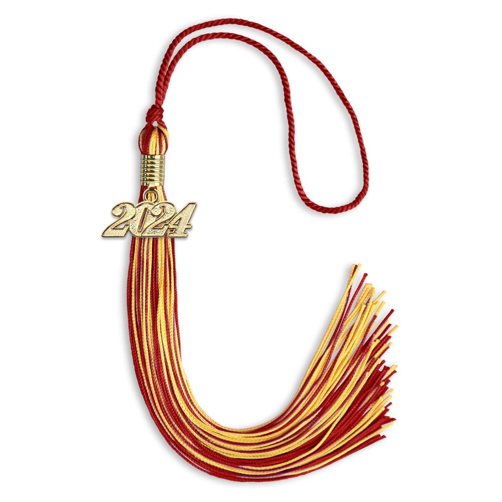 Red/Gold Mixed Color Graduation Tassel with Gold Date Drop - Endea Graduation