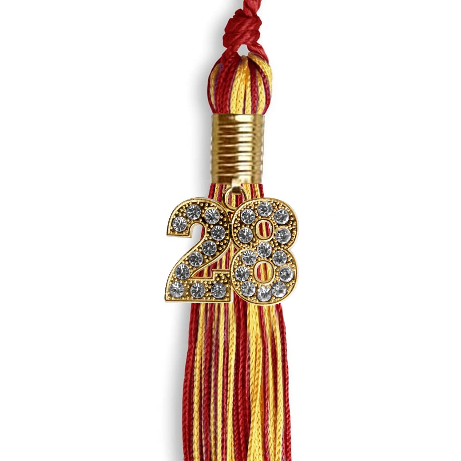 Red/Gold Mixed Color Graduation Tassel with Gold Date Drop - Endea Graduation