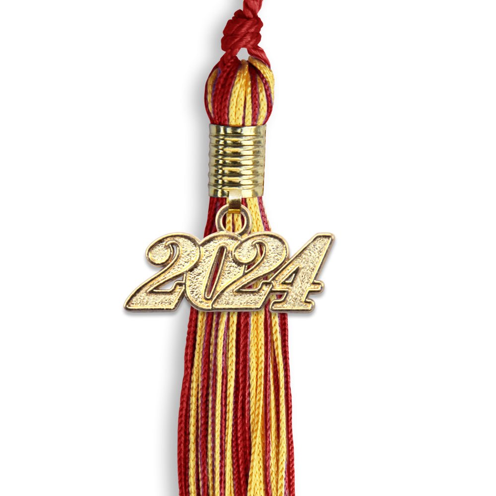 Red/Gold Mixed Color Graduation Tassel with Gold Date Drop - Endea Graduation