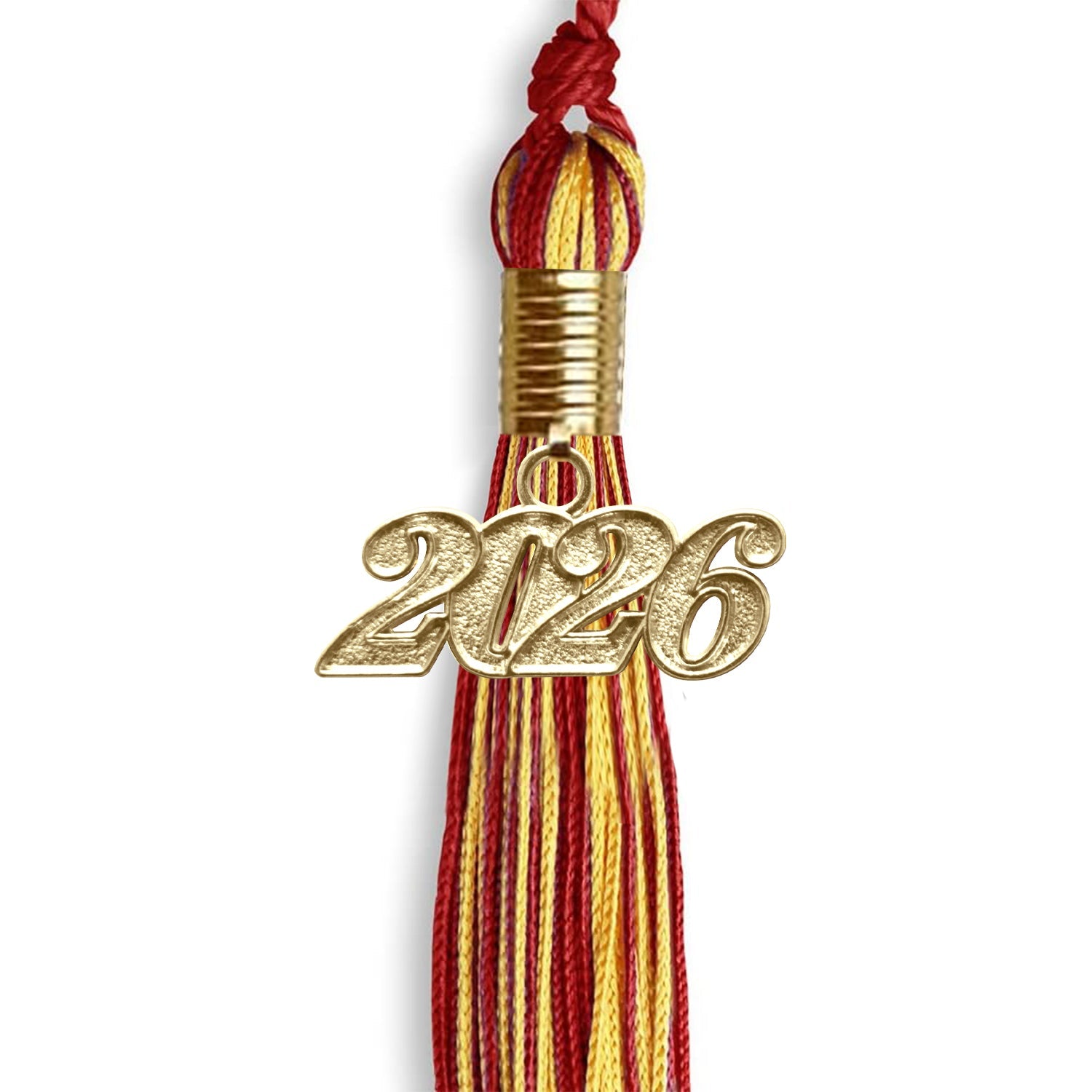 Red/Gold Mixed Color Graduation Tassel with Gold Date Drop - Endea Graduation