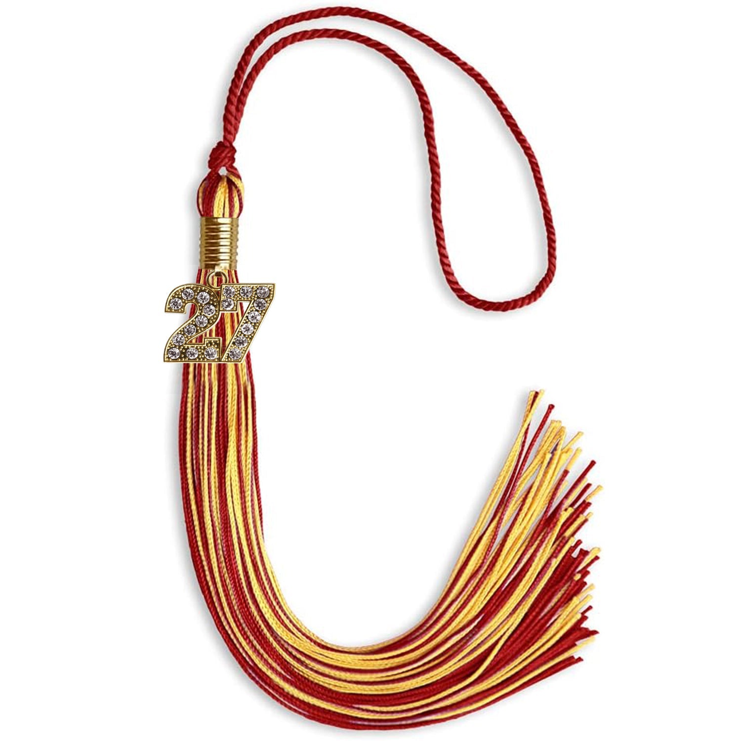 Red/Gold Mixed Color Graduation Tassel with Gold Date Drop - Endea Graduation