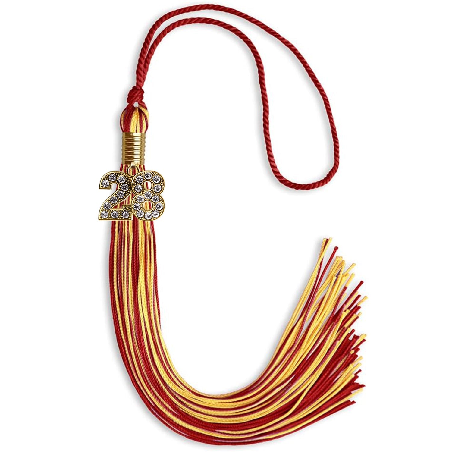 Red/Gold Mixed Color Graduation Tassel with Gold Date Drop - Endea Graduation