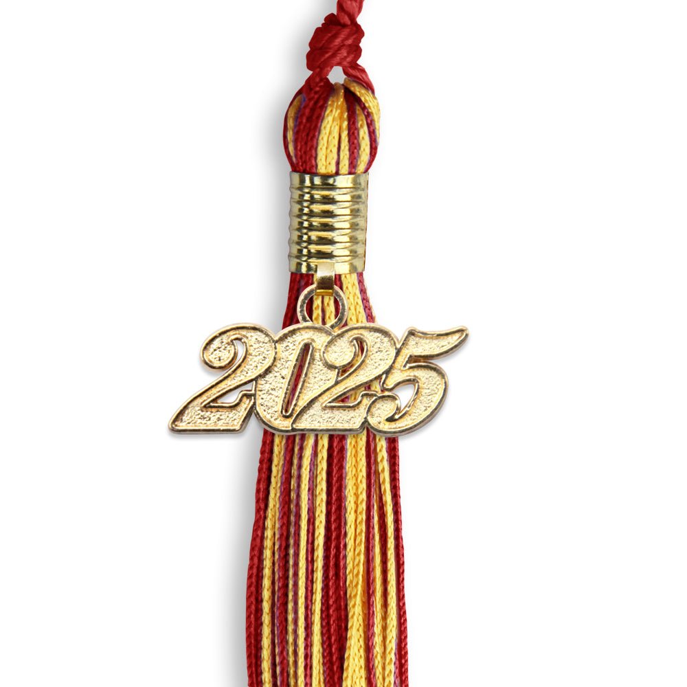 Red/Gold Mixed Color Graduation Tassel with Gold Date Drop - Endea Graduation