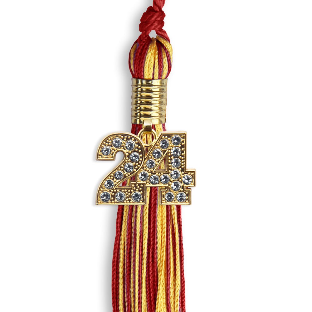 Red/Gold Mixed Color Graduation Tassel with Gold Date Drop - Endea Graduation