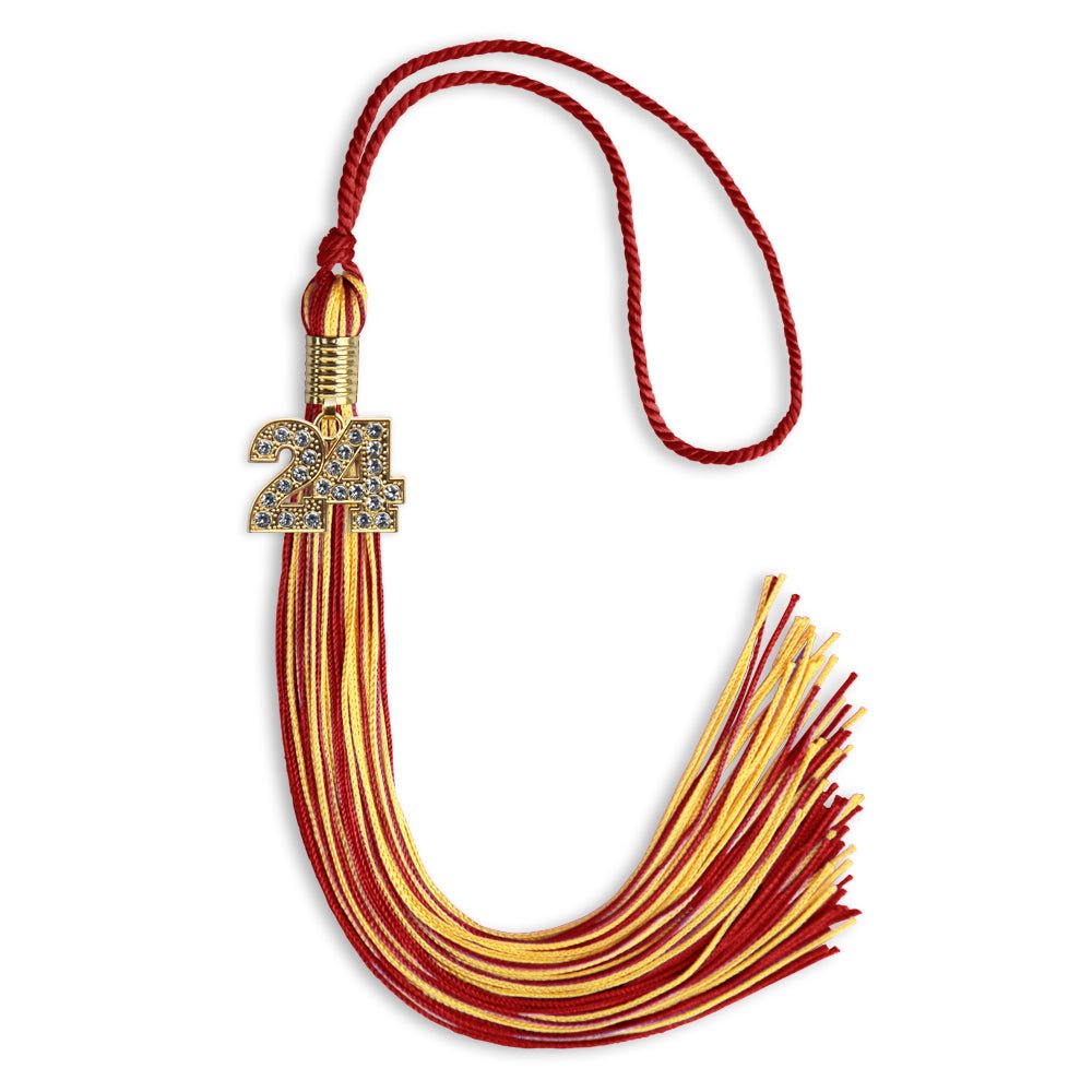 Red/Gold Mixed Color Graduation Tassel with Gold Date Drop - Endea Graduation