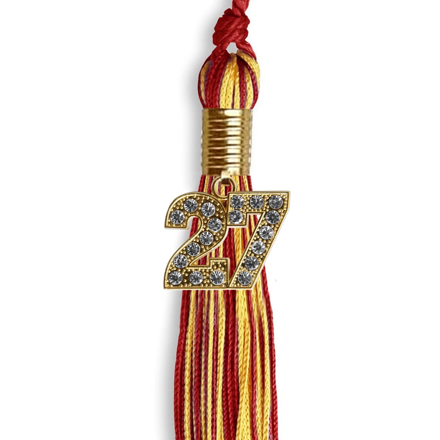 Red/Gold Mixed Color Graduation Tassel with Gold Date Drop - Endea Graduation