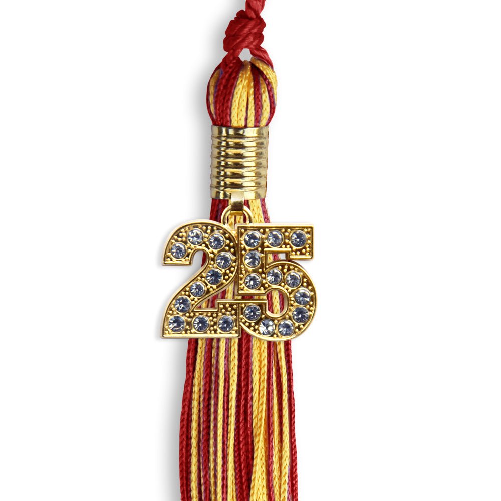 Red/Gold Mixed Color Graduation Tassel with Gold Date Drop - Endea Graduation