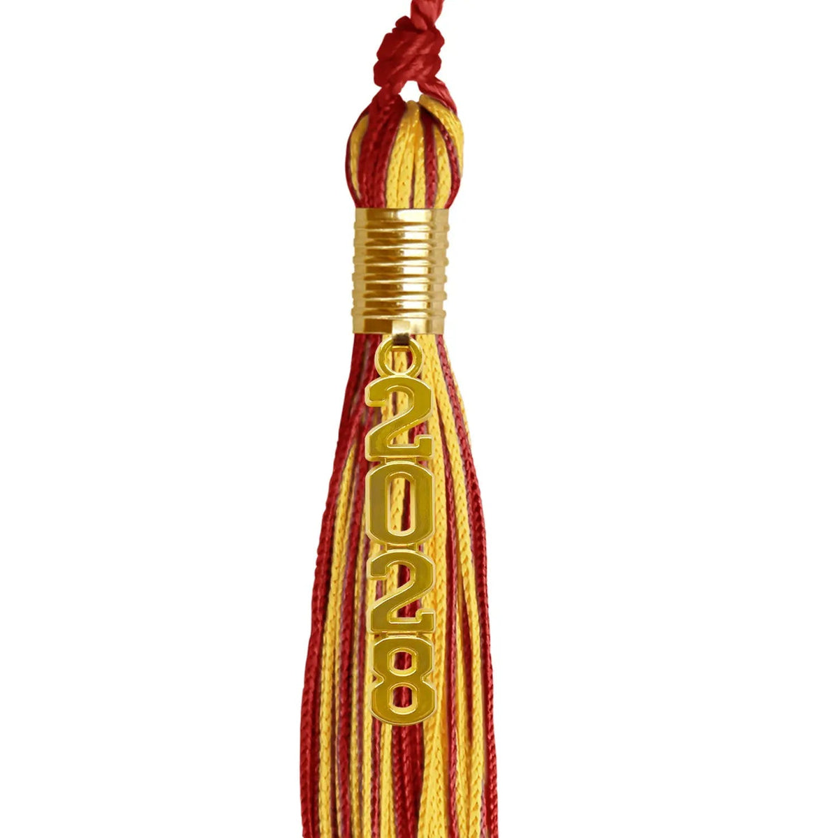 Red/Gold Mixed Color Graduation Tassel with Gold Stacked Date Drop - Endea Graduation