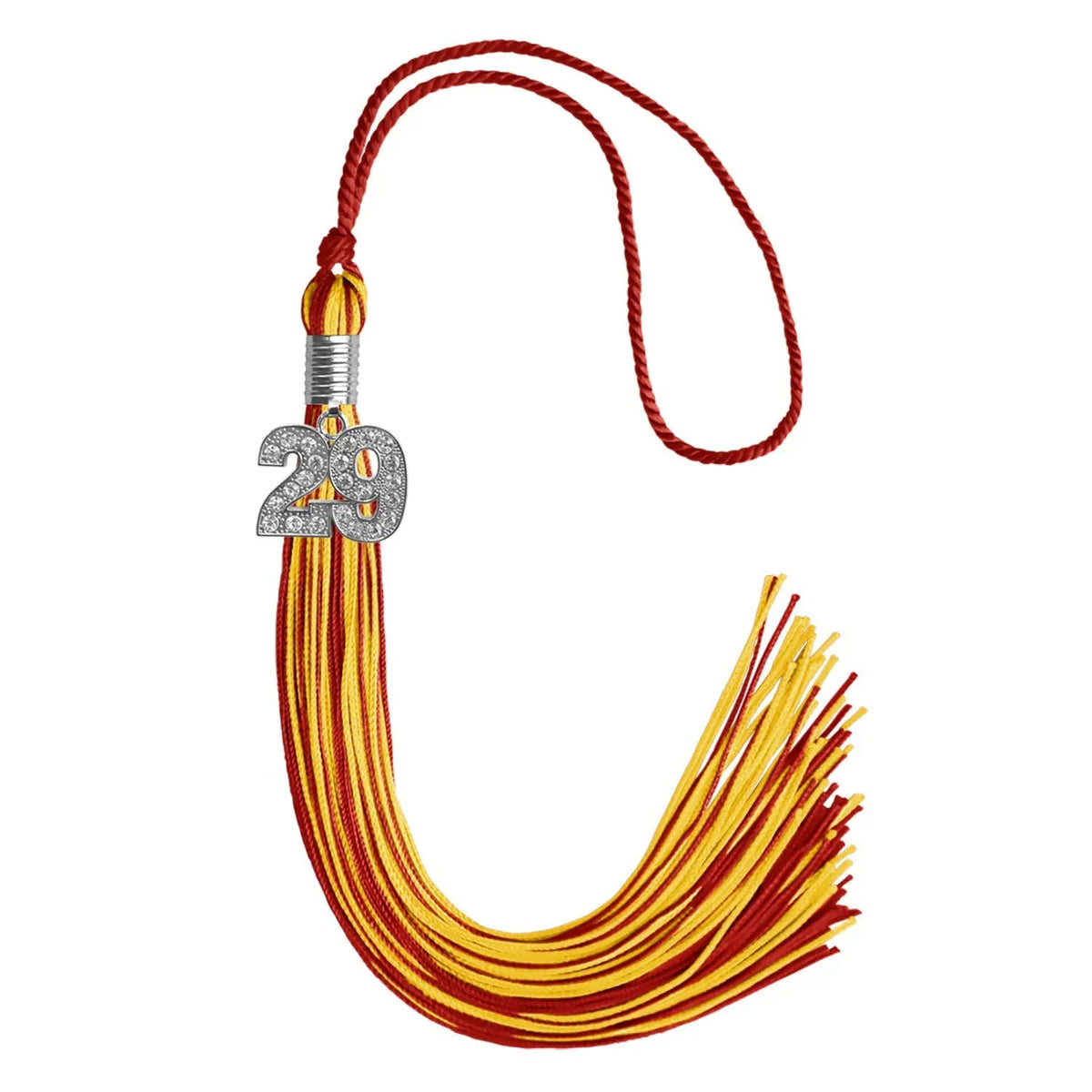 Red/Gold Mixed Color Graduation Tassel with Silver Bling Charm - Endea Graduation