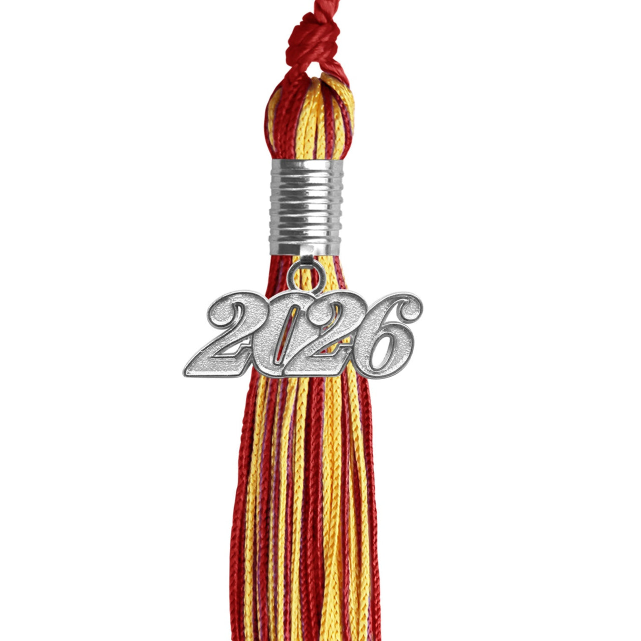 Red/Gold Mixed Color Graduation Tassel with Silver Date Drop - Endea Graduation