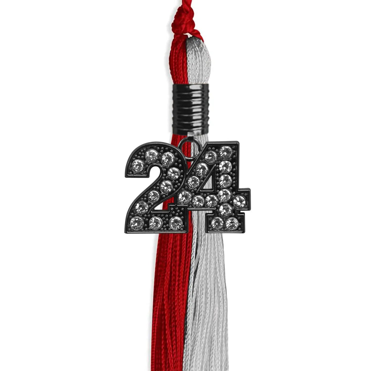 Red/Grey Graduation Tassel with Black Bling Charm - Endea Graduation