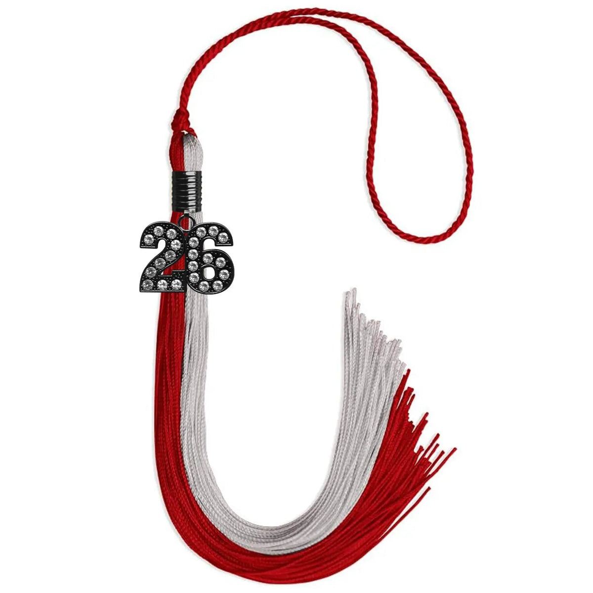 Red/Grey Graduation Tassel with Black Bling Charm - Endea Graduation