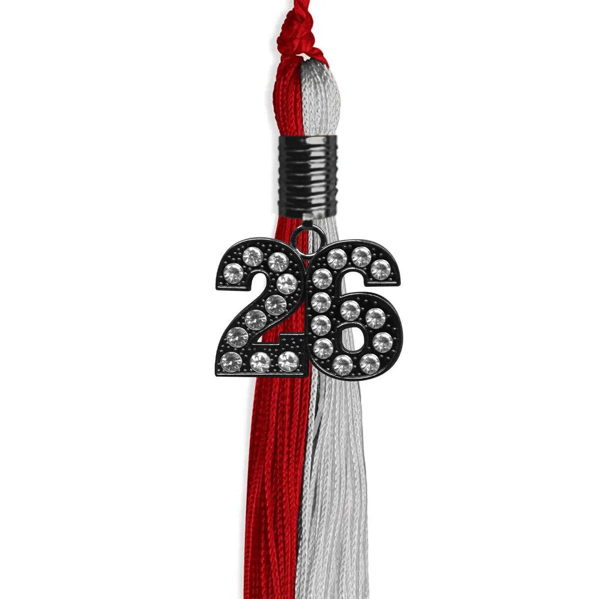 Red/Grey Graduation Tassel with Black Bling Charm - Endea Graduation