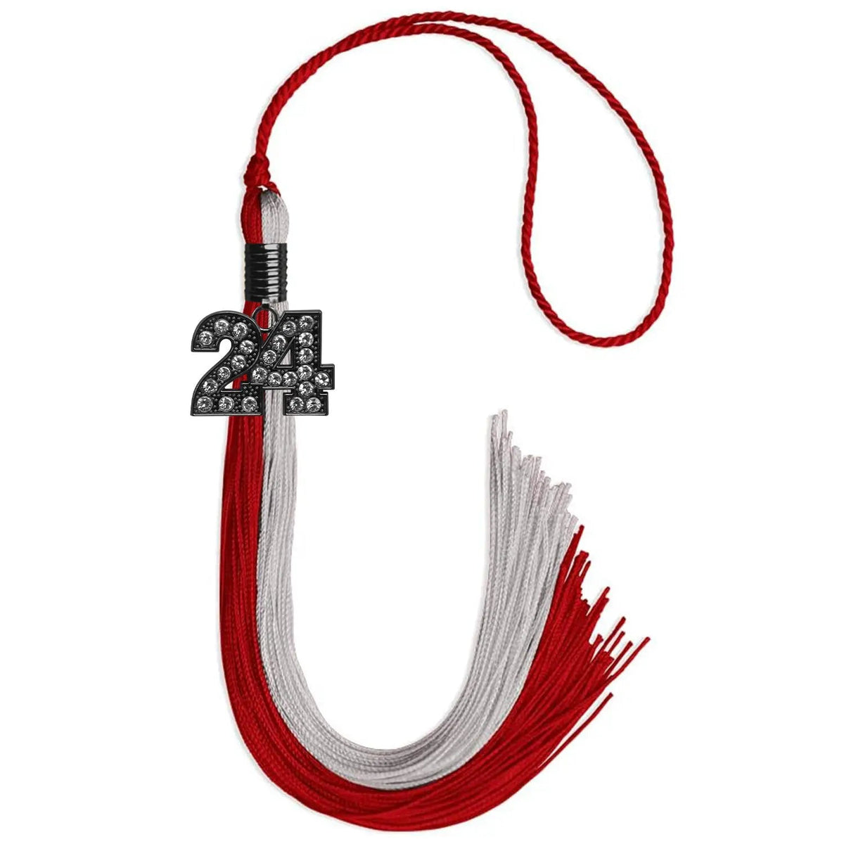 Red/Grey Graduation Tassel with Black Bling Charm - Endea Graduation