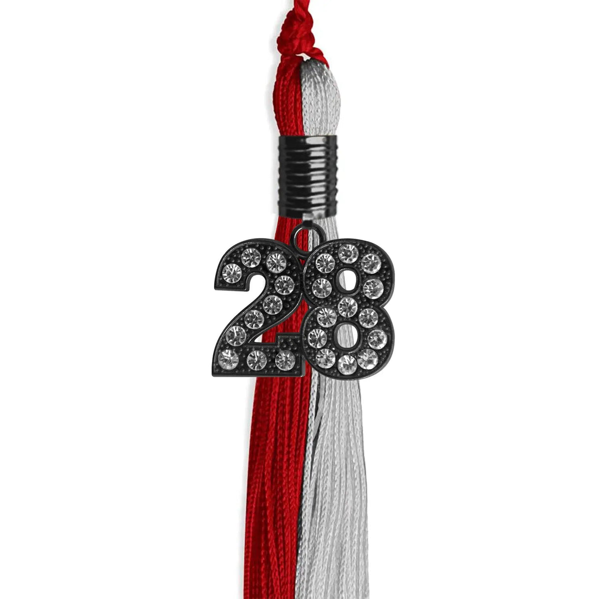Red/Grey Graduation Tassel with Black Bling Charm - Endea Graduation