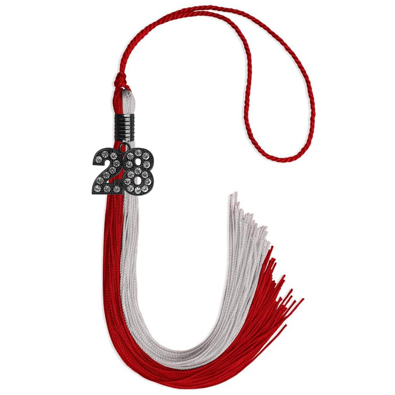 Red/Grey Graduation Tassel with Black Date Drop - Endea Graduation