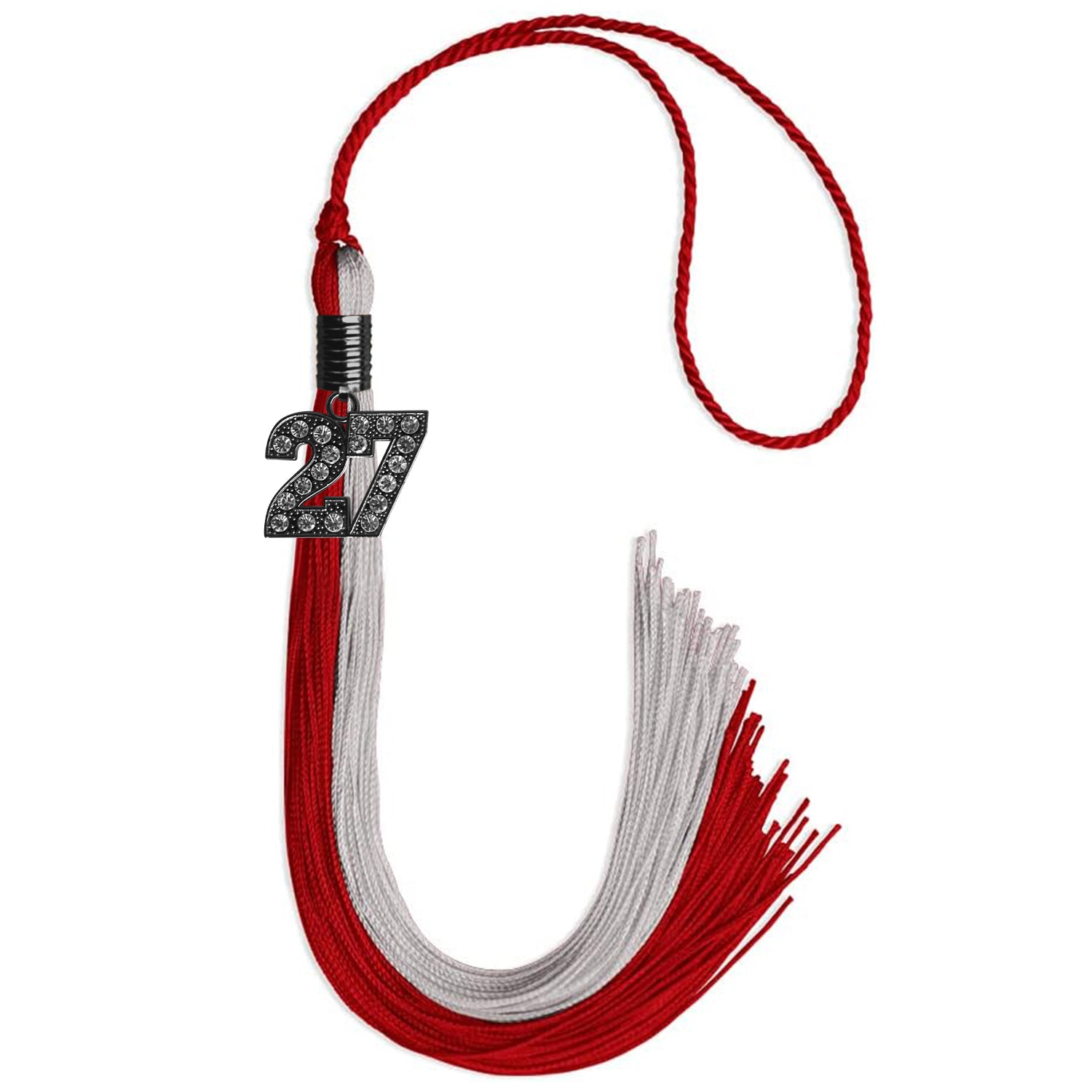 Red/Grey Graduation Tassel with Black Date Drop - Endea Graduation