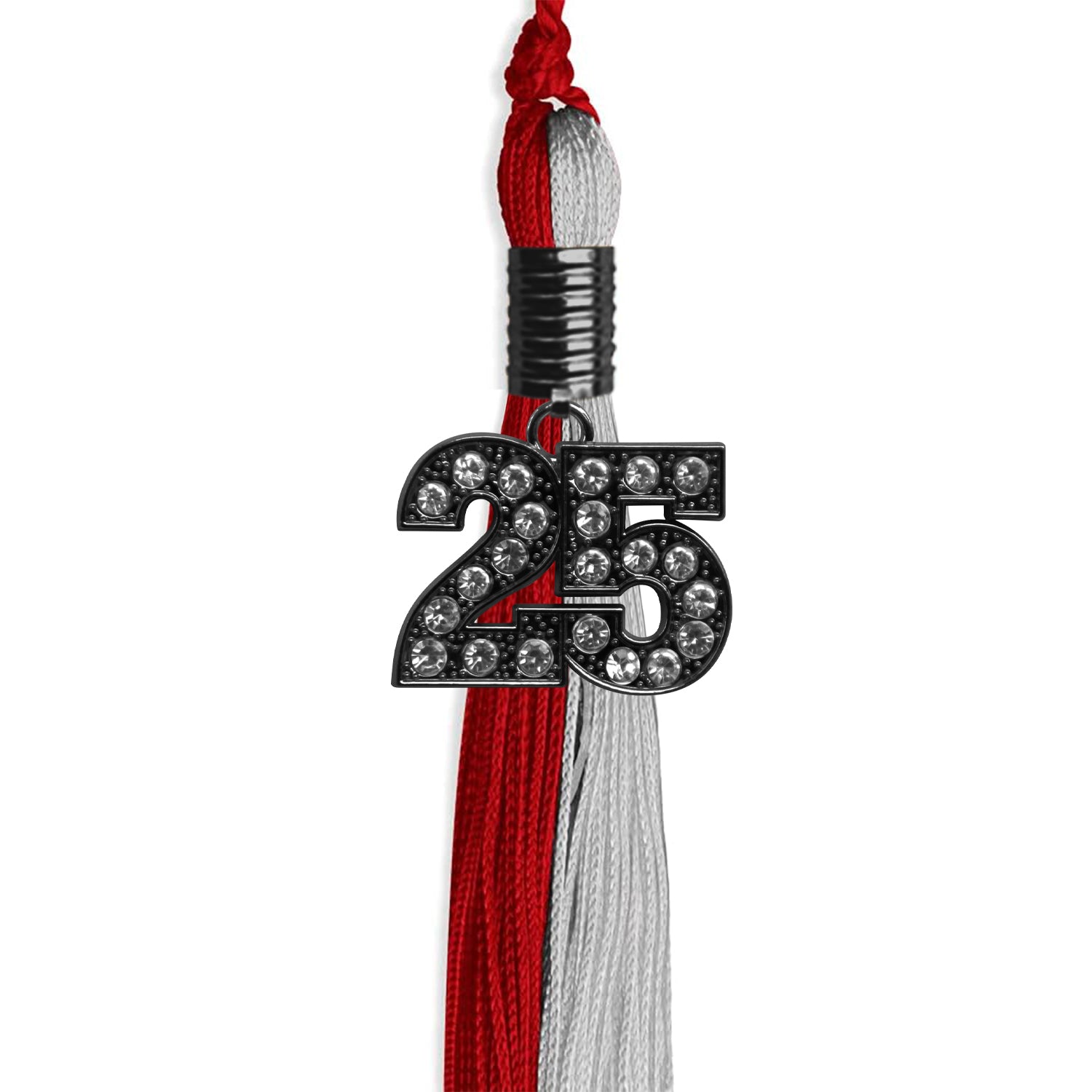 Red/Grey Graduation Tassel with Black Date Drop - Endea Graduation