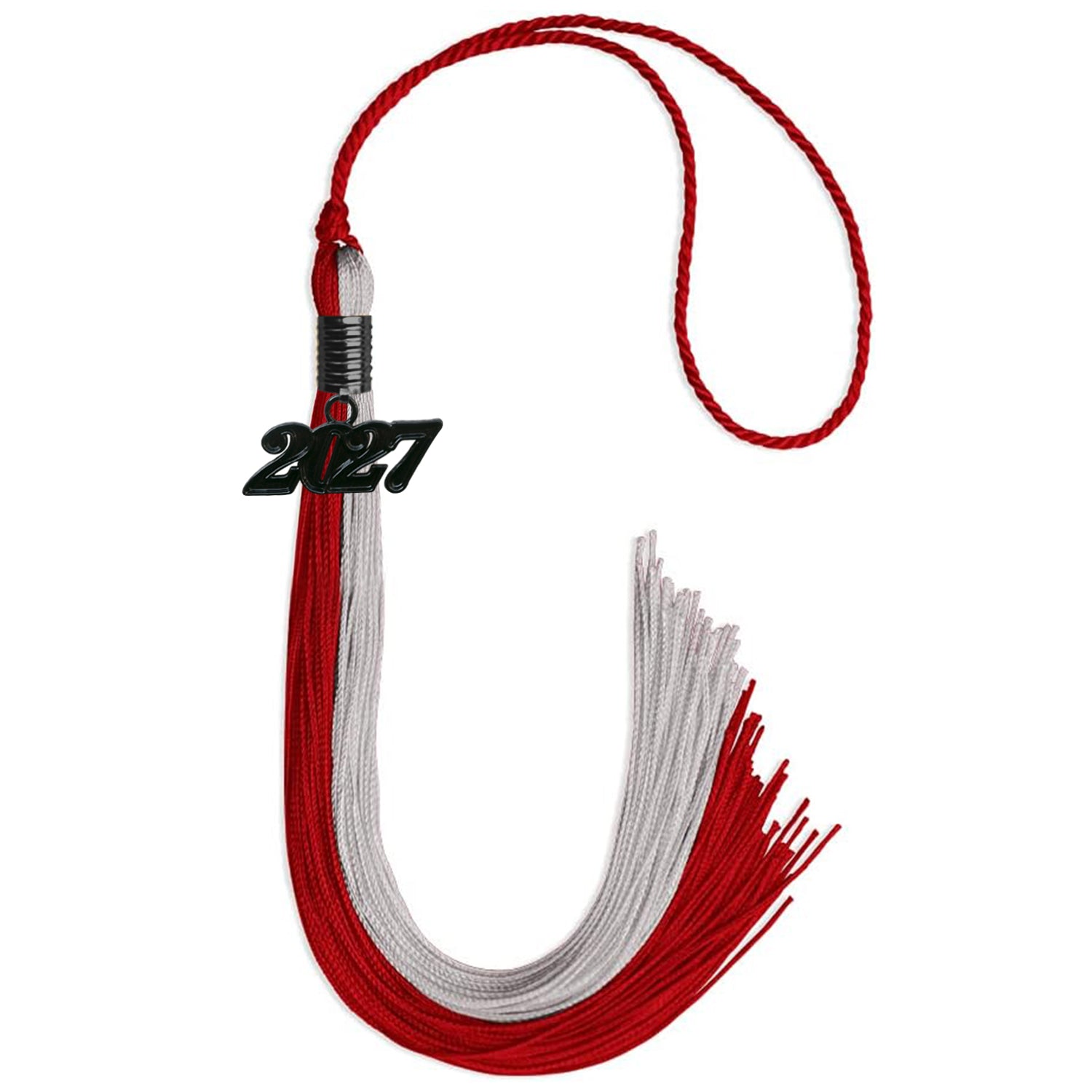 Red/Grey Graduation Tassel with Black Date Drop - Endea Graduation