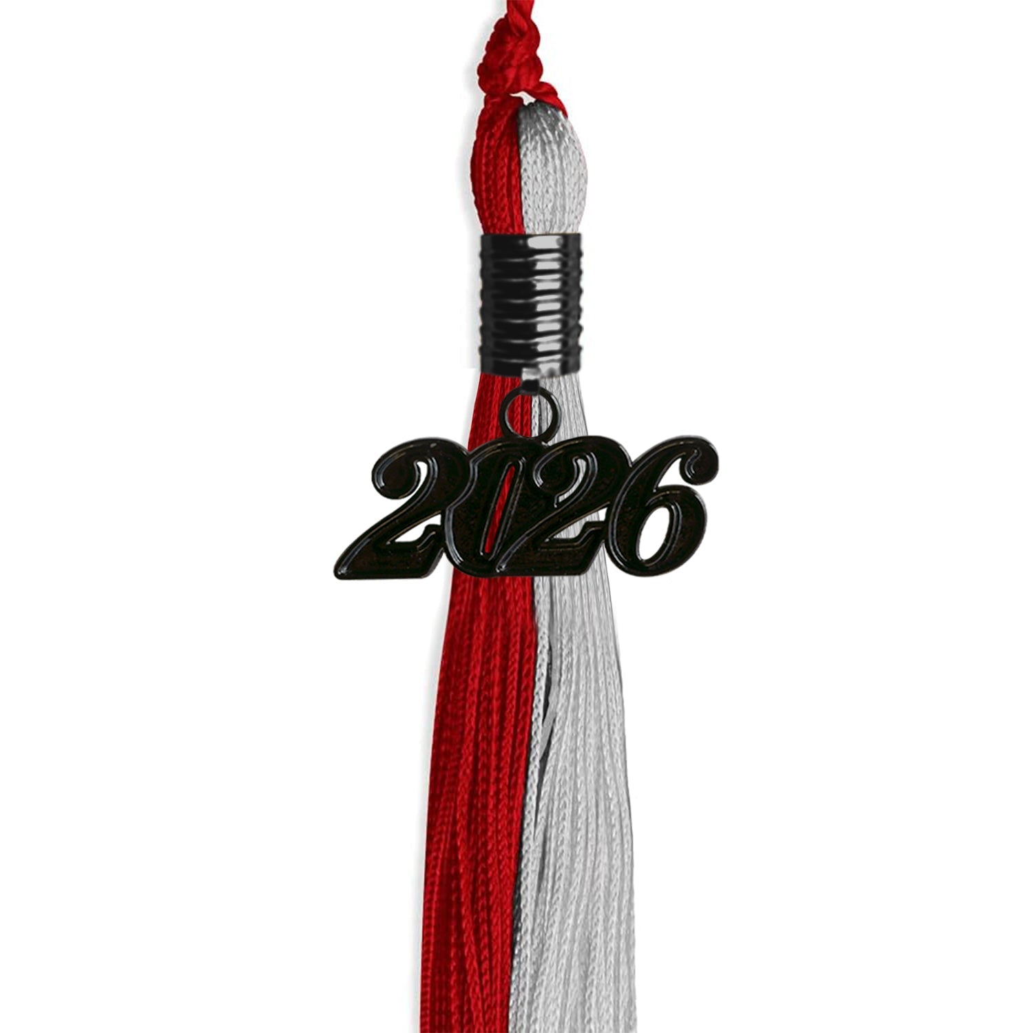 Red/Grey Graduation Tassel with Black Date Drop - Endea Graduation