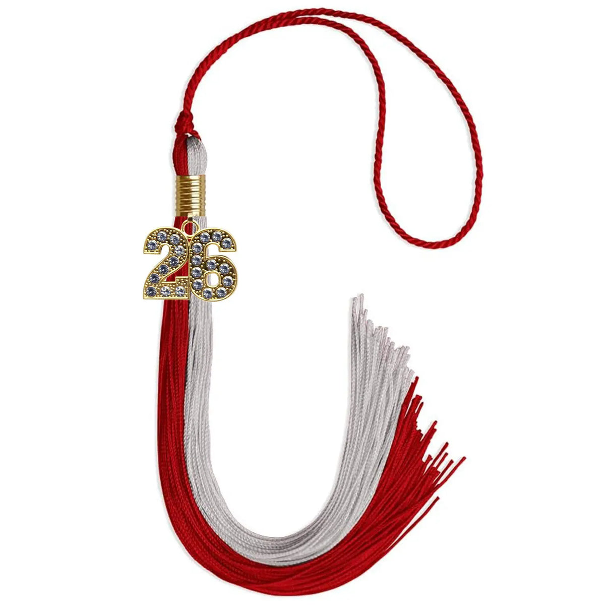 Red/Grey Graduation Tassel with Gold Bling Charm - Endea Graduation
