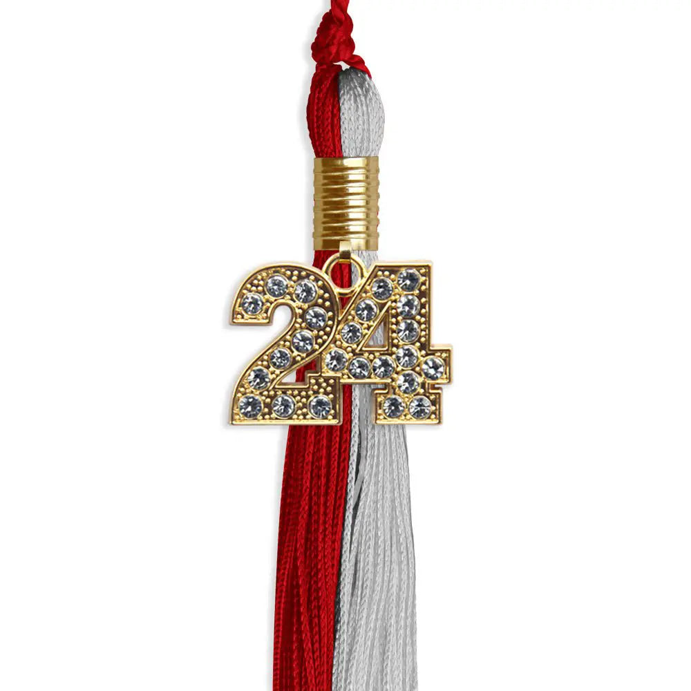 Red/Grey Graduation Tassel with Gold Bling Charm - Endea Graduation