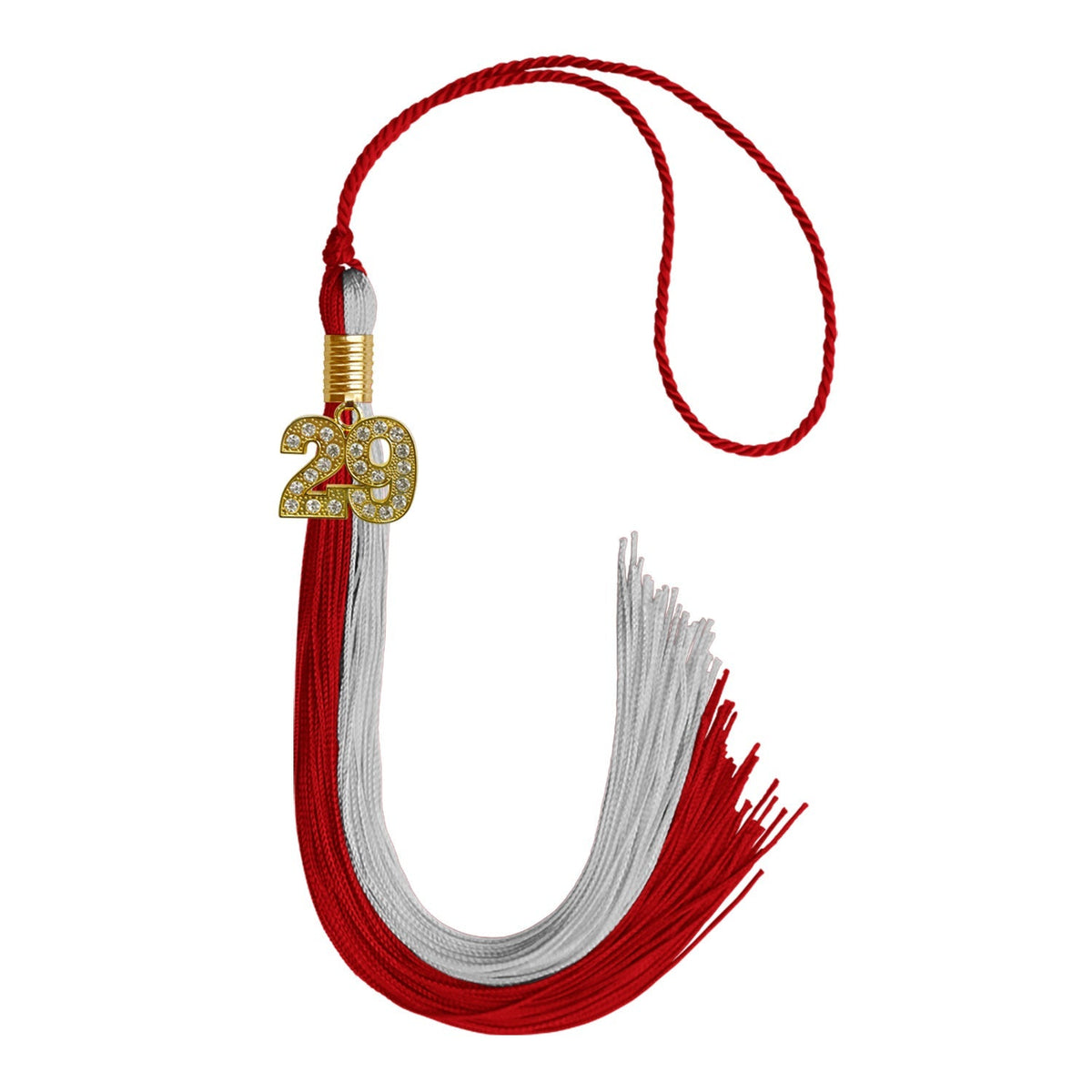 Red/Grey Graduation Tassel with Gold Bling Charm - Endea Graduation