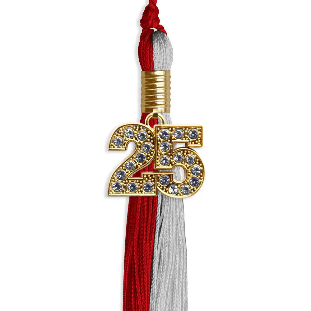 Red/Grey Graduation Tassel with Gold Bling Charm - Endea Graduation