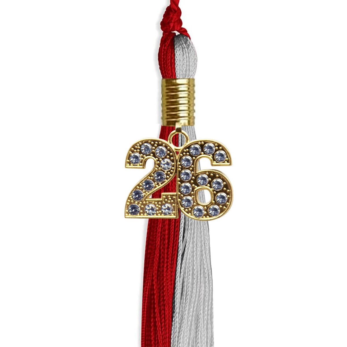 Red/Grey Graduation Tassel with Gold Bling Charm - Endea Graduation