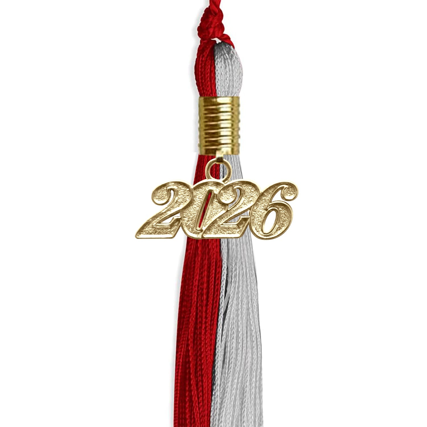 Red/Grey Graduation Tassel with Gold Date Drop - Endea Graduation