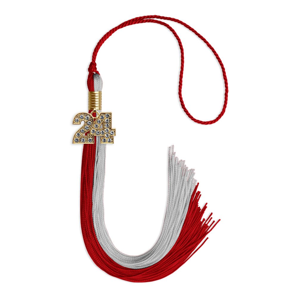 Red/Grey Graduation Tassel with Gold Date Drop - Endea Graduation