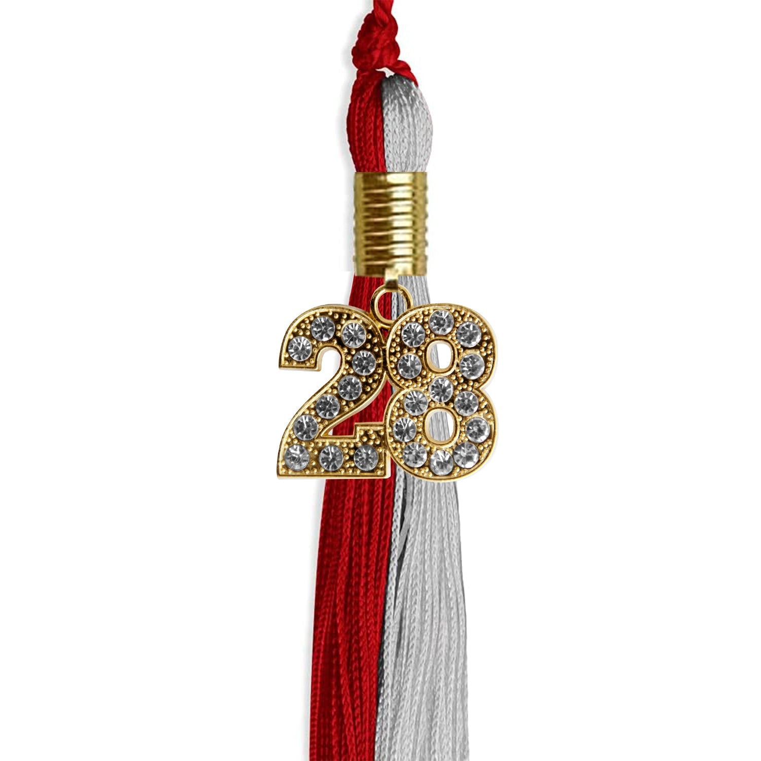 Red/Grey Graduation Tassel with Gold Date Drop - Endea Graduation