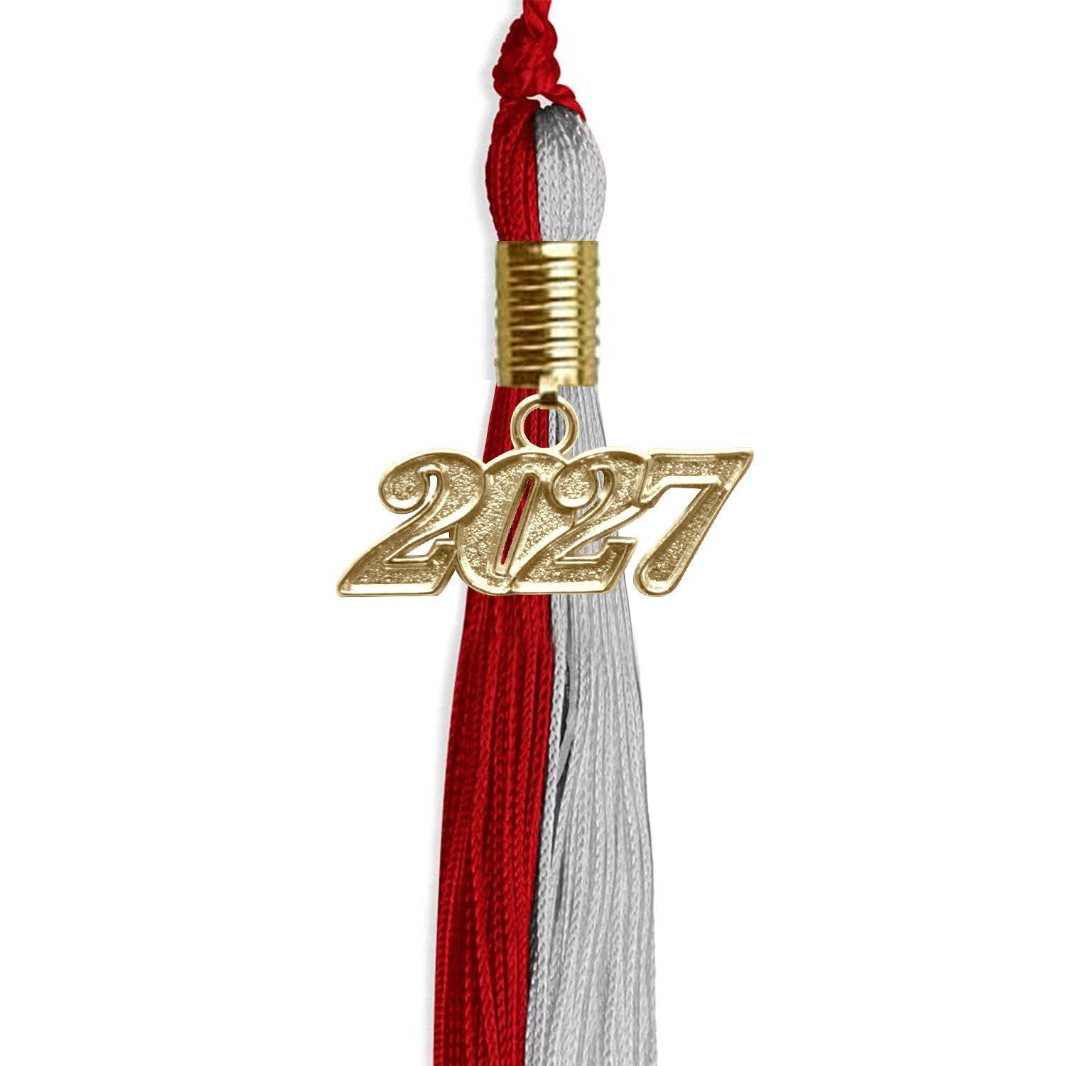 Red/Grey Graduation Tassel with Gold Date Drop - Endea Graduation