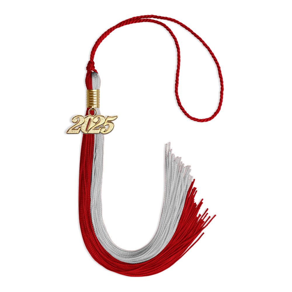 Red/Grey Graduation Tassel with Gold Date Drop - Endea Graduation