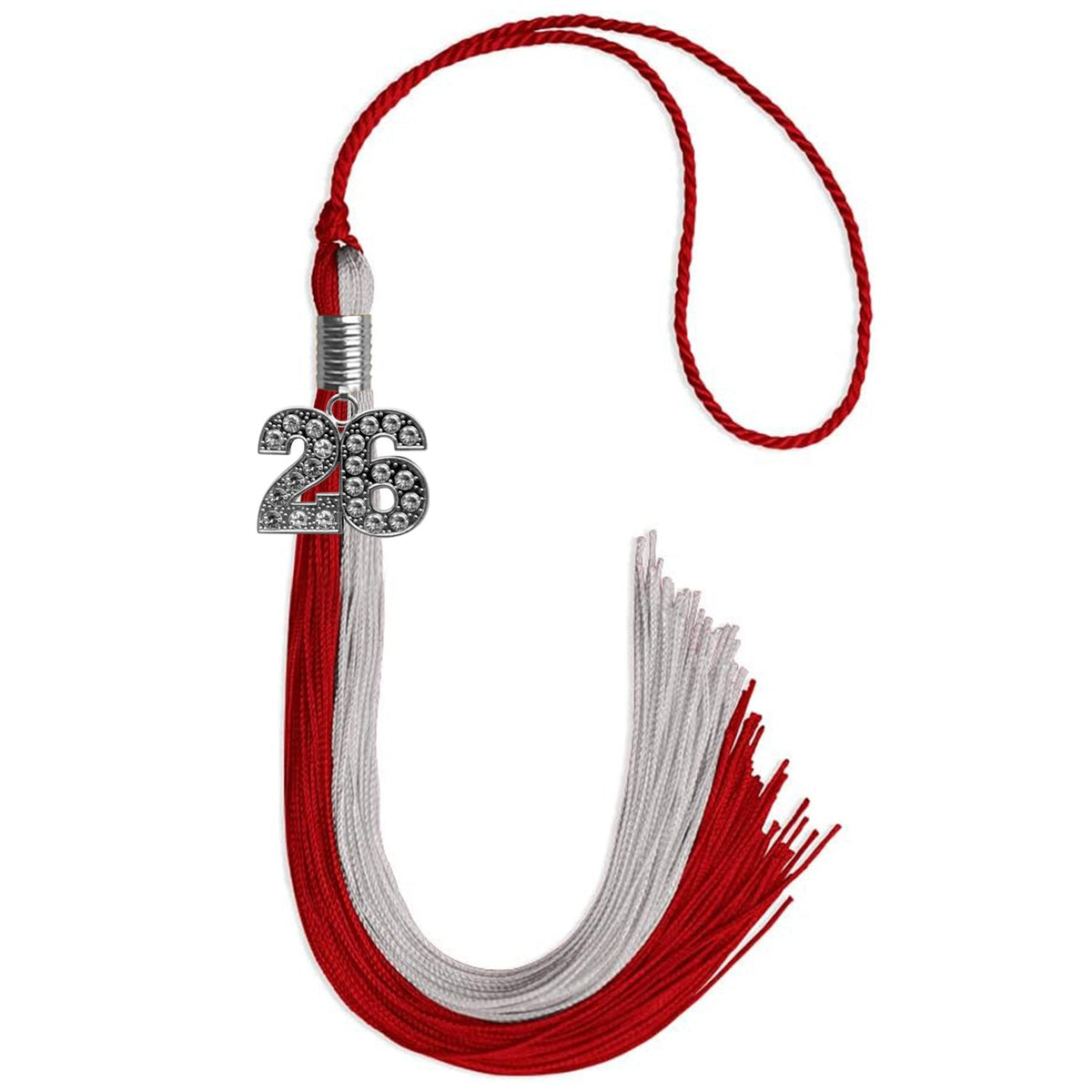 Red/Grey Graduation Tassel with Silver Bling Charm - Endea Graduation