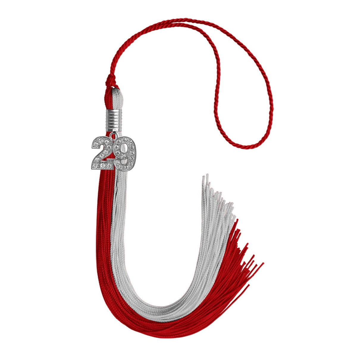 Red/Grey Graduation Tassel with Silver Bling Charm - Endea Graduation