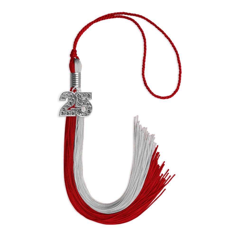 Red/Grey Graduation Tassel with Silver Bling Charm - Endea Graduation