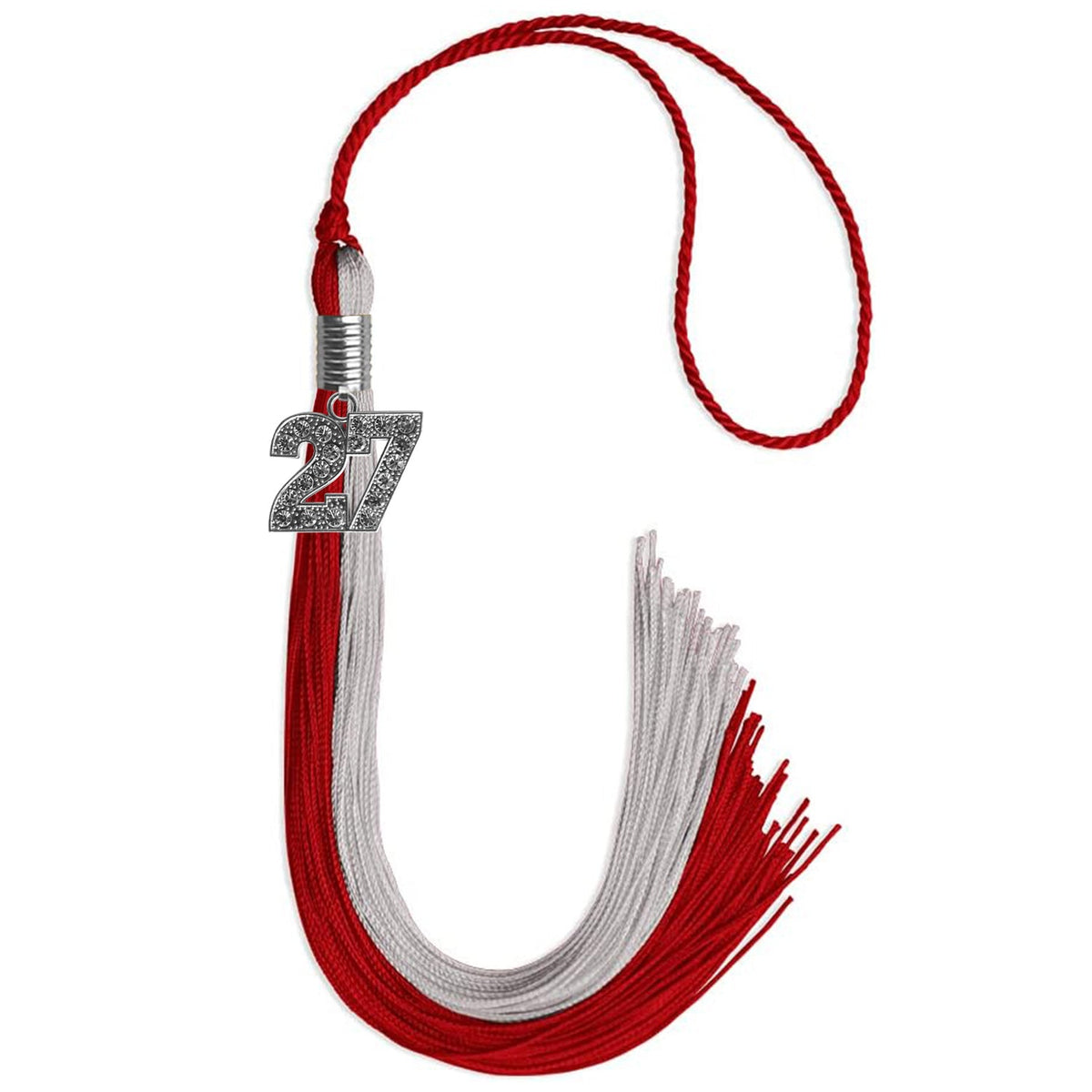 Red/Grey Graduation Tassel with Silver Bling Charm - Endea Graduation