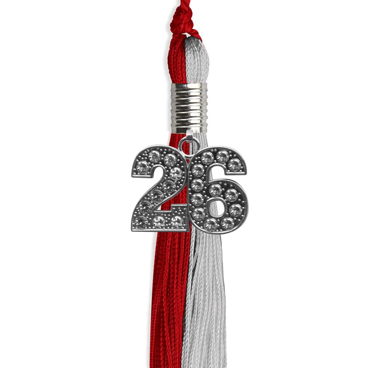 Red/Grey Graduation Tassel with Silver Date Drop - Endea Graduation