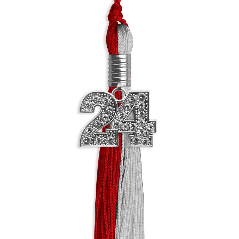 Red/Grey Graduation Tassel with Silver Date Drop - Endea Graduation