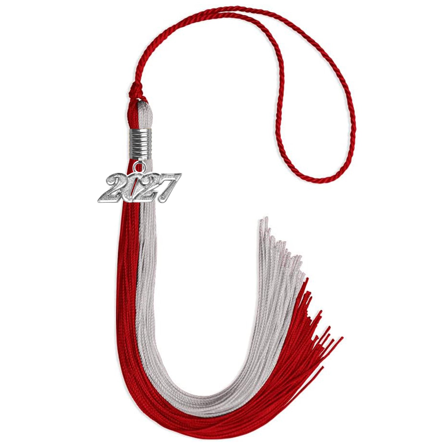 Red/Grey Graduation Tassel with Silver Date Drop - Endea Graduation