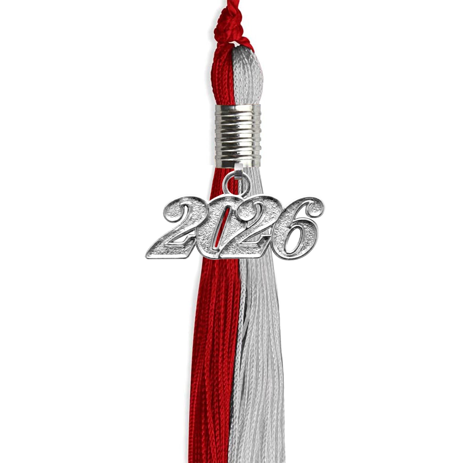 Red/Grey Graduation Tassel with Silver Date Drop - Endea Graduation