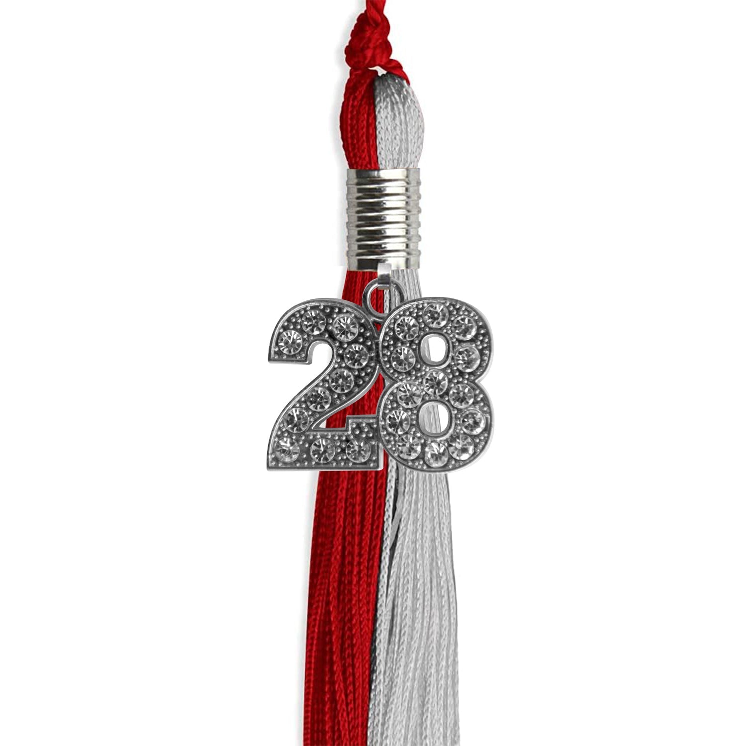 Red/Grey Graduation Tassel with Silver Date Drop - Endea Graduation