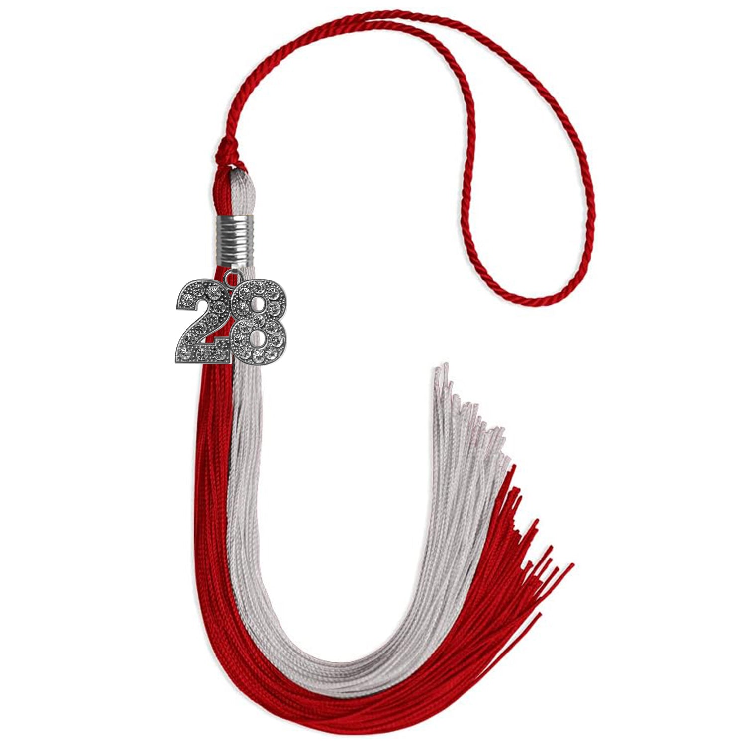 Red/Grey Graduation Tassel with Silver Date Drop - Endea Graduation