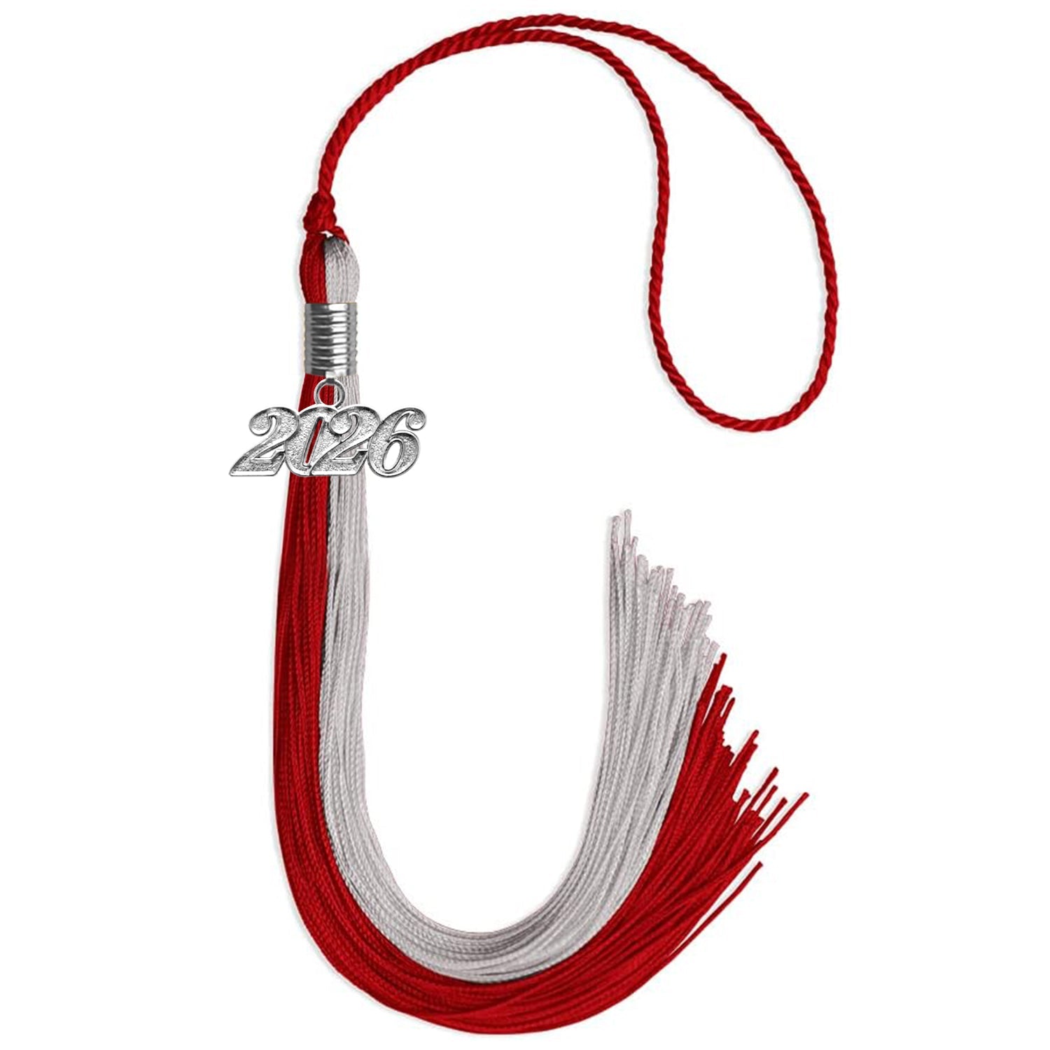 Red/Grey Graduation Tassel with Silver Date Drop - Endea Graduation