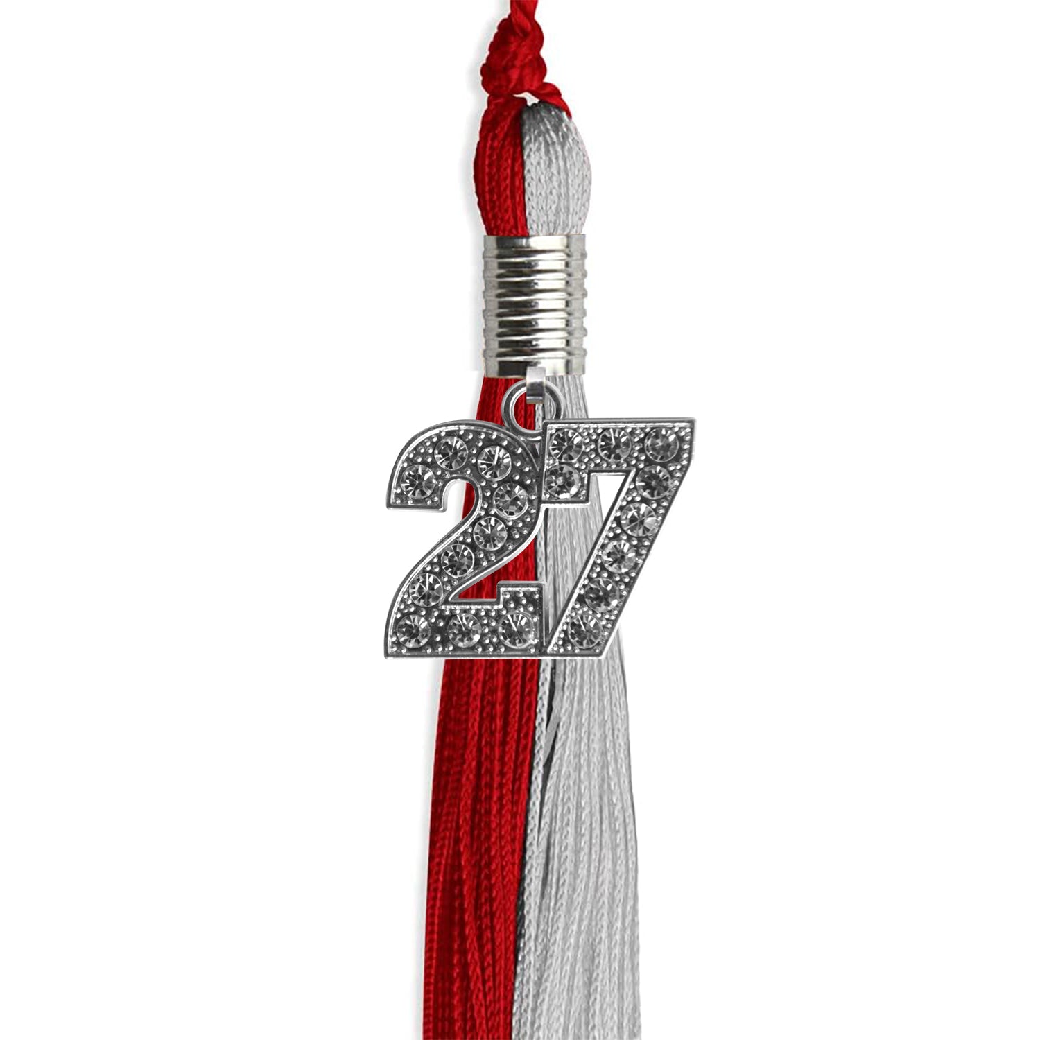 Red/Grey Graduation Tassel with Silver Date Drop - Endea Graduation