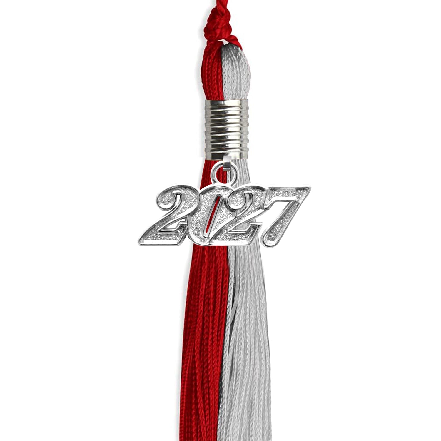 Red/Grey Graduation Tassel with Silver Date Drop - Endea Graduation